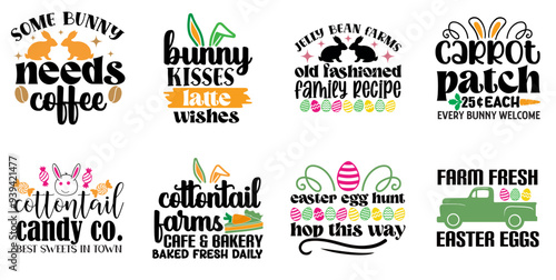 Minimalist Easter Calligraphy, Typographic Emblems Collection Vector Illustration for Mug Design, Presentation, Printable