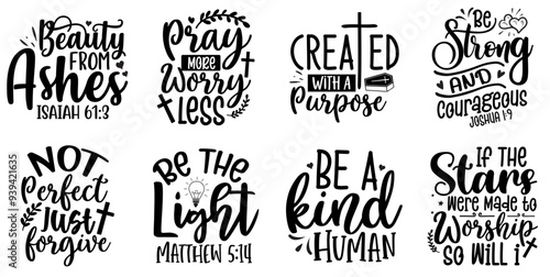 Creative Christian Hand Lettering, Labels And Badges Set Vector Illustration for Brochure, Logo, Motion Graphics