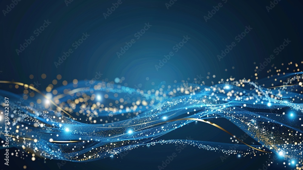 Obraz premium Elegant Blue Abstract Wave Background: A Modern, Fluid Design for Sophisticated Visuals and Digital Media