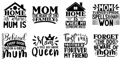 Elegant Mothers Day Phrases, Quotes Pack Vector Illustration for Magazine, Sticker, Flyer