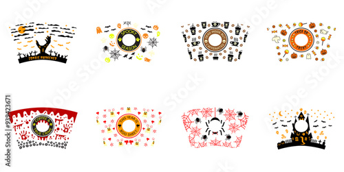 Colourful Halloween Phrases, Typography Collection Vector Illustration for Logo, Motion Graphics, Mug Design