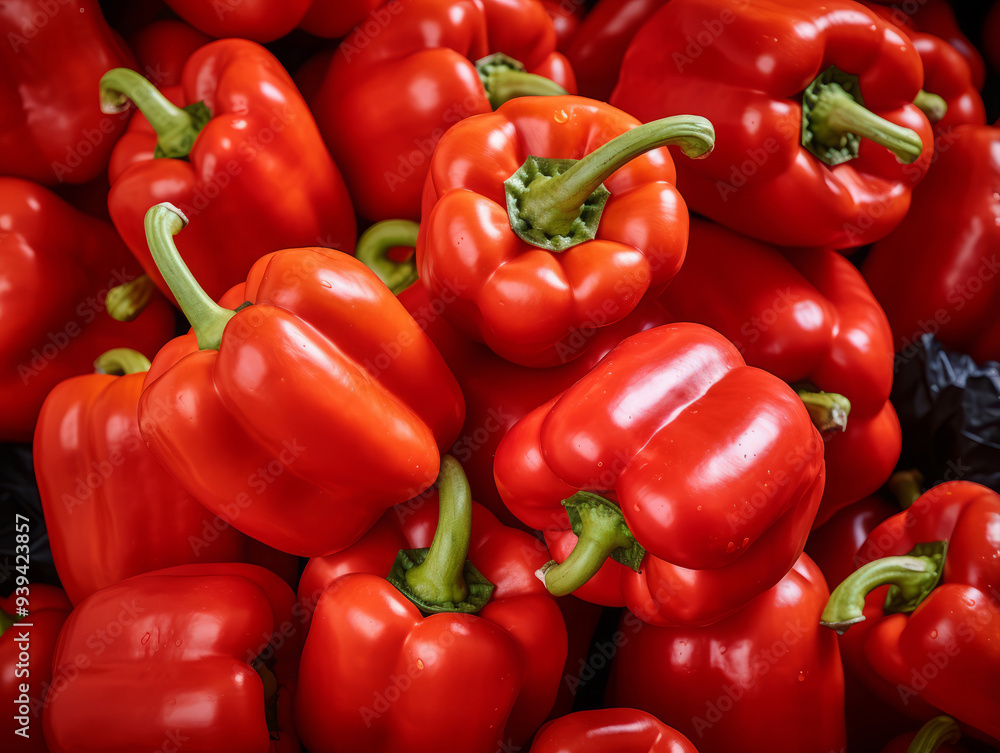 Amazing High angle view of red bell peppers Amazing High angle view of red bell peppers