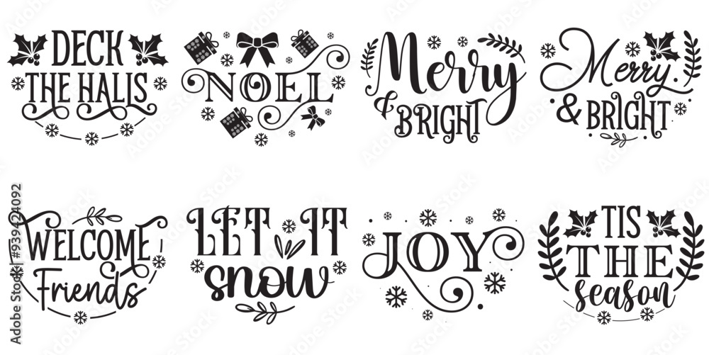 Elegant Christmas In Heaven Calligraphic Lettering, Inscriptions Set Vector Illustration for Flyer, Motion Graphics, Magazine Elegant Christmas In Heaven Calligraphic Lettering, Inscriptions Set Vector Illustration for Flyer, Motion Graphics, Magazine