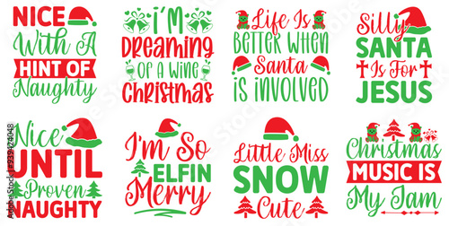 Classic Christmas Quotes, Inscriptions Collection Vector Illustration for Brochure, Printing Press, Advertising