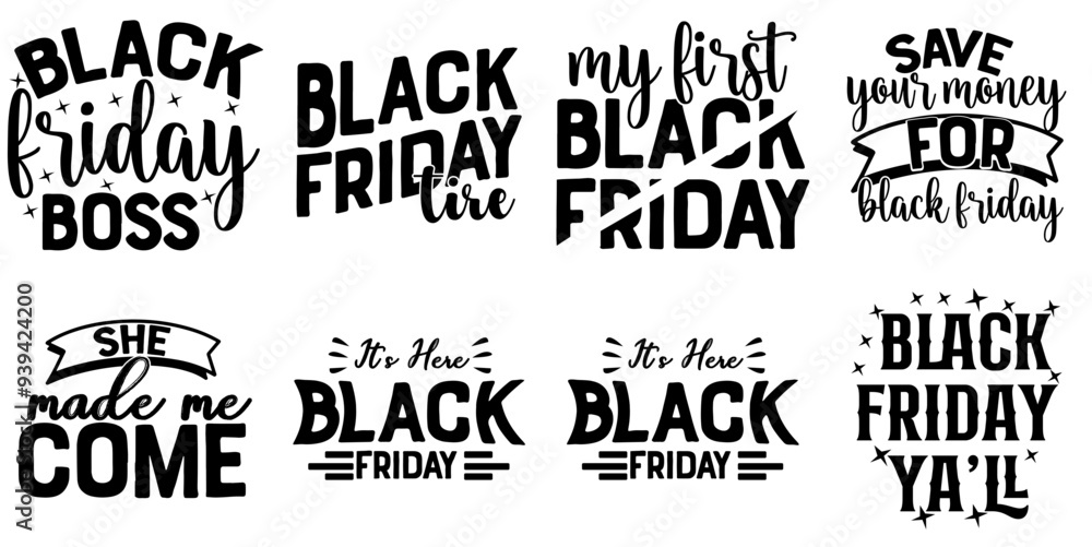 Modern Black Friday Typographic Emblems, Labels And Badges Pack Vector Illustration for Postcard, Gift Card, Greeting Card Modern Black Friday Typographic Emblems, Labels And Badges Pack Vector Illustration for Postcard, Gift Card, Greeting Card