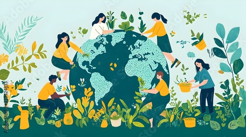 of People Planting Seeds Around the Earth to Promote Sustainable Food Practices