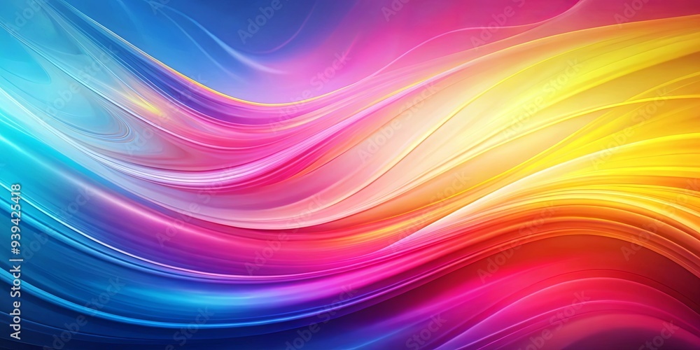 Obraz premium Vibrant abstract background with blending pink, yellow, and blue colors creating a smooth and colorful design