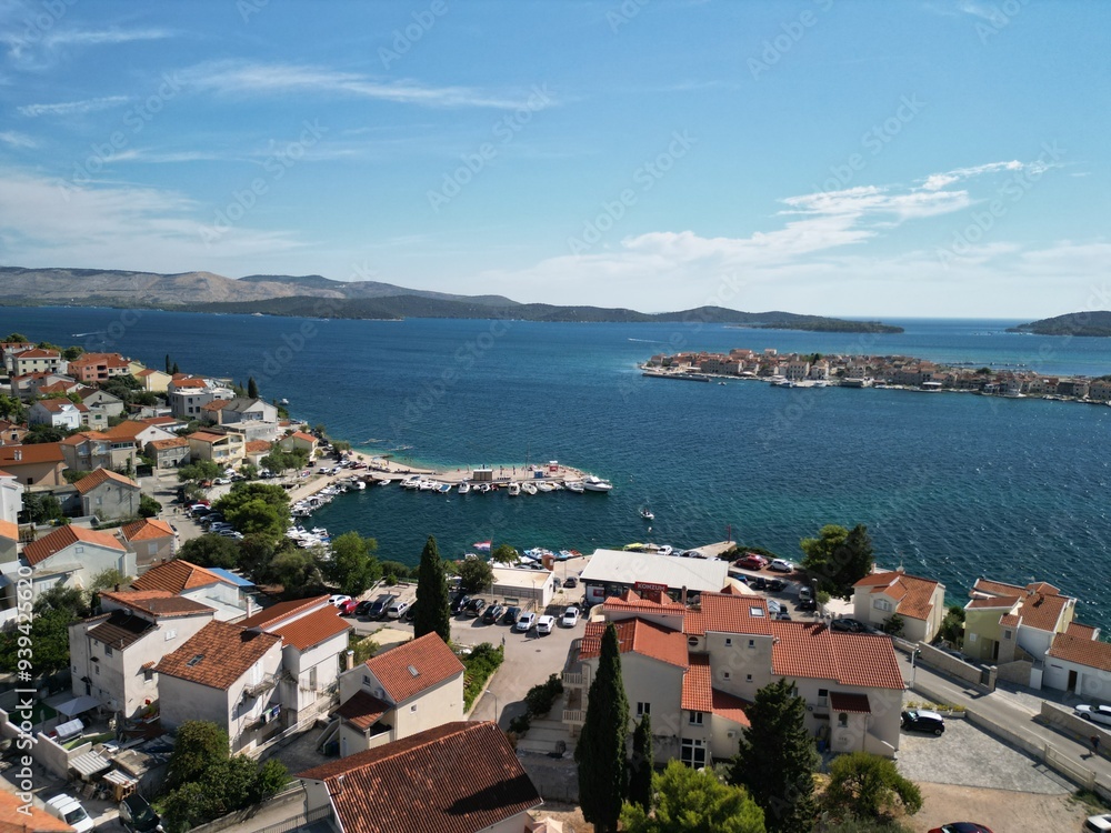 Drone foto - a beautiful Croatian town on the cost of the Adriatic Sea Drone foto - a beautiful Croatian town on the cost of the Adriatic Sea