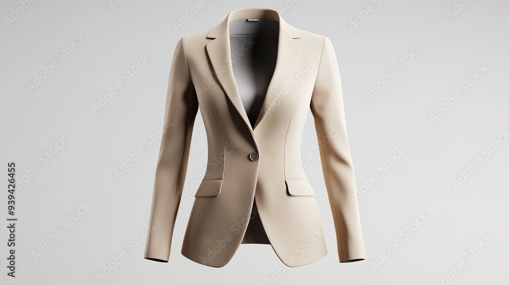3D rendering of a female beige business office suit mockup 3D rendering of a female beige business office suit mockup