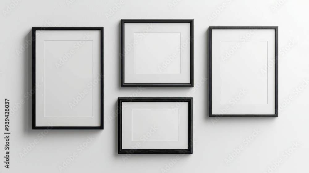 Black wooden frames arranged elegantly, isolated on a crisp white backdrop, perfect for showcasing art or cherished memories, ideal for interior decor inspiration. Black wooden frames arranged elegantly, isolated on a crisp white backdrop, perfect for showcasing art or cherished memories, ideal for interior decor inspiration.