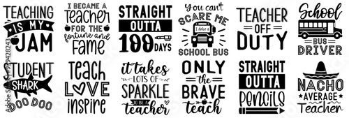 Classic Teacher Trendy Retro Style Illustration, Hand Lettering Collection Vector Illustration for Brochure, Vouchers, Printable