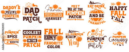 Minimalist Pumpkin Quotes, Typography Pack Vector Illustration for Gift Card, Presentation, Infographic
