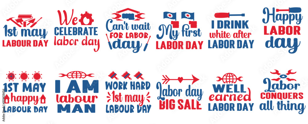 Creative Labor Day Typographic Emblems, Invitation Bundle Vector Illustration for Icon, Banner, Motion Graphics Creative Labor Day Typographic Emblems, Invitation Bundle Vector Illustration for Icon, Banner, Motion Graphics