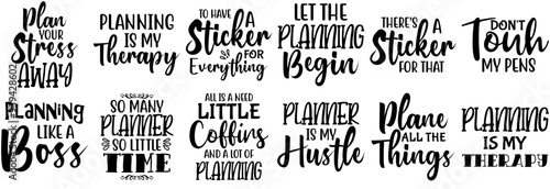 Vibrant Planner Typography, Inscriptions Set Vector Illustration for Social Media Post, Printing Press, Packaging