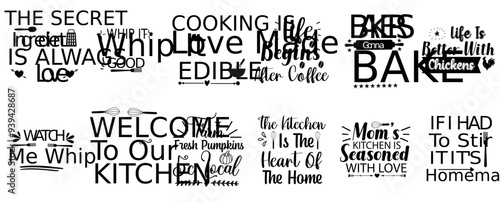 Vibrant Kitchen Phrases, Labels And Badges Collection Vector Illustration for Flyer, Poster, Newsletter