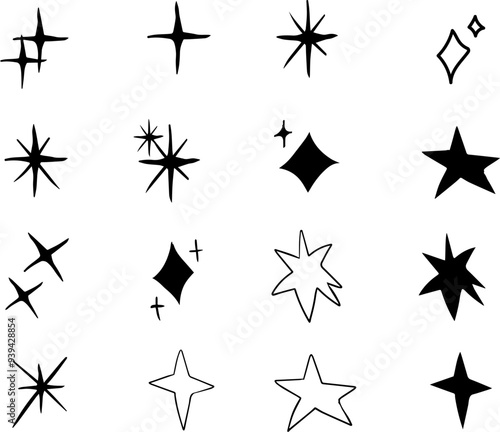 SPARK LIGHT star icons Collection hand drawing of illustrated