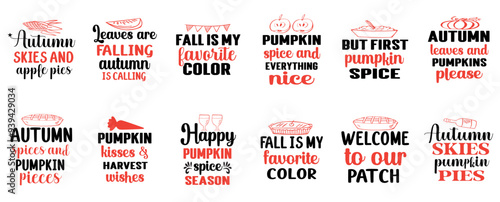 Colourful Fall Trendy Retro Style Illustration, Labels And Badges Set Vector Illustration for Poster, Holiday Cards, Magazine