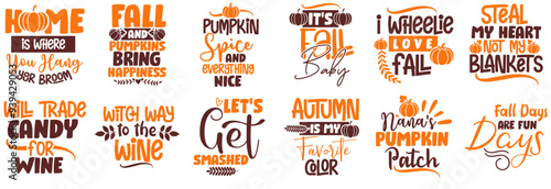 Decorative Fall Labels And Badges, Phrases Set Vector Illustration for Advertising, T-Shirt Design, Poster