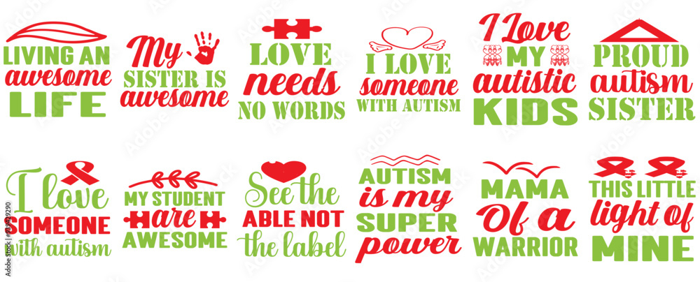 Creative Autism Invitation, Hand Lettering Pack Vector Illustration for Poster, Brochure, Sticker Creative Autism Invitation, Hand Lettering Pack Vector Illustration for Poster, Brochure, Sticker