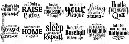 Colourful Baseball Trendy Retro Style Illustration, Inscriptions Bundle Vector Illustration for Wrapping Paper, Advertisement, Logo