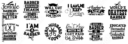 Minimalist Barber Typography, Hand Lettering Collection Vector Illustration for Postcard, Printing Press, Motion Graphics