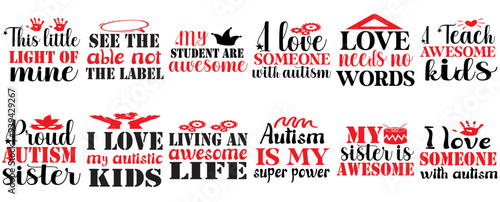 Creative Autism Invitation, Calligraphy Collection Vector Illustration for Postcard, Holiday Cards, Advertising