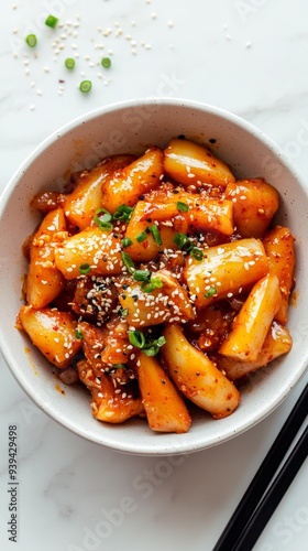 Top View of Yummy Korean Tteokboki photo