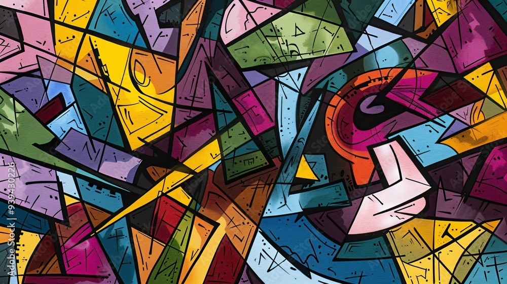 This abstract image portrays the tumultuous and disorganized state of a chaotic mind through dynamic lines, fragmented shapes, distorted perspectives, and a vibrant color palette. This abstract image portrays the tumultuous and disorganized state of a chaotic mind through dynamic lines, fragmented shapes, distorted perspectives, and a vibrant color palette.