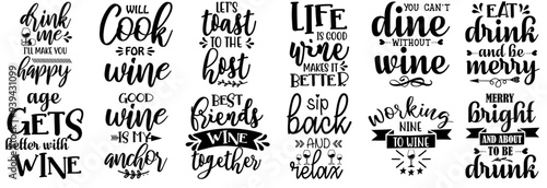 Classic Wine Quotes, Typography Pack Vector Illustration for Newsletter, Mug Design, Decal