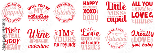Classic Valentines Day Quotes, Trendy Retro Style Illustration Pack Vector Illustration for Motion Graphics, Bookmark, Printable