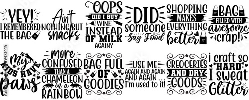 Classic Tote Bag Typographic Emblems, Calligraphy Collection Vector Illustration for Presentation, Mug Design, Gift Card