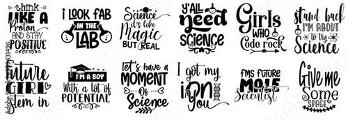 Colourful Science Trendy Retro Style Illustration, Typography Pack Vector Illustration for Gift Card, Greeting Card, Mug Design