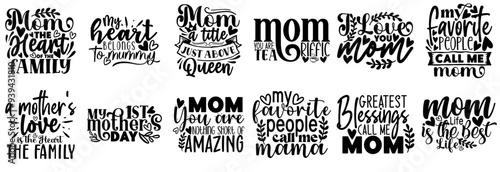Cute Mom Hand Lettering, Quotes Bundle Vector Illustration for Advertisement, Vouchers, Banner
