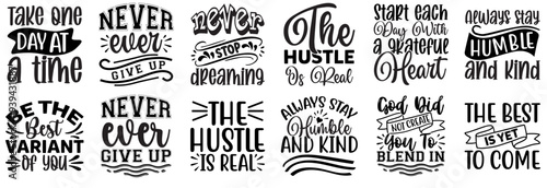 Minimalist Inspirational Invitation, Calligraphic Lettering Set Vector Illustration for Postcard, Infographic, Brochure