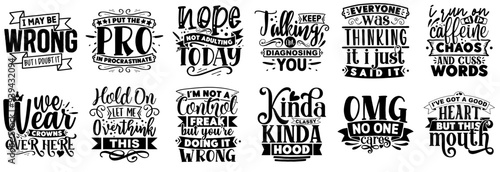 Simple Funny Sarcastic Typography, Quotes Pack Vector Illustration for Brochure, Poster, Advertising