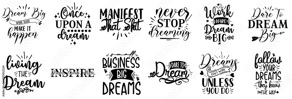 Fototapeta premium Classic Dream Calligraphic Lettering, Calligraphy Collection Vector Illustration for Presentation, Bookmark, Announcement