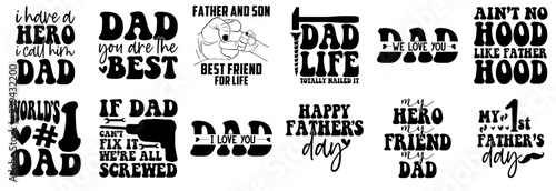 Colourful Fathers Day Calligraphy, Calligraphic Lettering Set Vector Illustration for Postcard, Poster, Printable