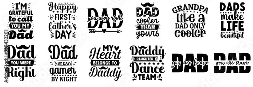 Vibrant Fathers Day Quotes, Phrases Pack Vector Illustration for Presentation, Poster, Holiday Cards