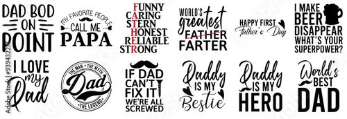 Creative Father And Mom Calligraphic Lettering, Trendy Retro Style Illustration Pack Vector Illustration for Magazine, Icon, Book Cover