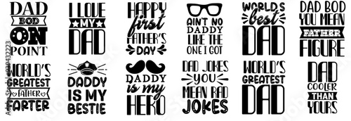 Simple Fathers Day Labels And Badges, Trendy Retro Style Illustration Bundle Vector Illustration for T-Shirt Design, Mug Design, Decal