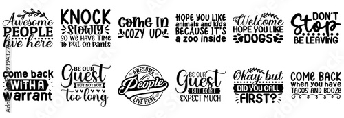 Minimalist Doormat Typographic Emblems, Labels And Badges Bundle Vector Illustration for Advertisement, Motion Graphics, Packaging