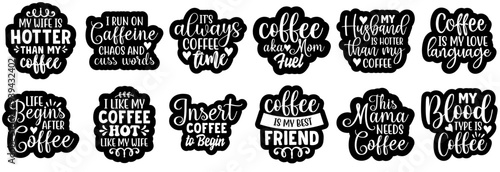 Minimal Coffee Inscriptions, Hand Lettering Bundle Vector Illustration for Bookmark, Printing Press, Vouchers