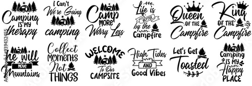 Modern Camping Trendy Retro Style Illustration, Typography Pack Vector Illustration for Motion Graphics, Banner, Stationery