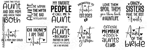 Bild auf Leinwand Cute Aunt Trendy Retro Style Illustration, Inscriptions Collection Vector Illust