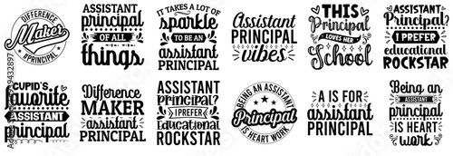 Modern Assistant Principal Hand Lettering, Quotes Set Vector Illustration for Motion Graphics, Icon, Bookmark