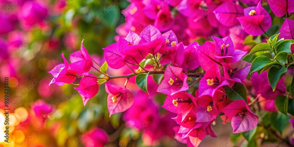 Vibrant close-up of a blooming bougainvillea vine Vibrant close-up of a blooming bougainvillea vine