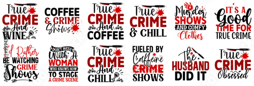 Modern True Crime Labels And Badges, Trendy Retro Style Illustration Set Vector Illustration for Newsletter, Stationery, Icon