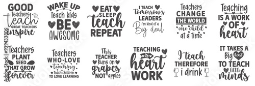 Minimalist Teacher Labels And Badges, Typography Bundle Vector Illustration for Magazine, Decal, Book Cover