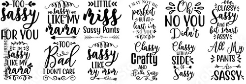 Vibrant Sassy Inscriptions, Calligraphic Lettering Set Vector Illustration for Holiday Cards, Icon, Sticker