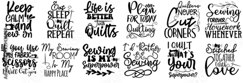 Modern Sewing Calligraphy, Inscriptions Pack Vector Illustration for Announcement, Bookmark, Gift Card